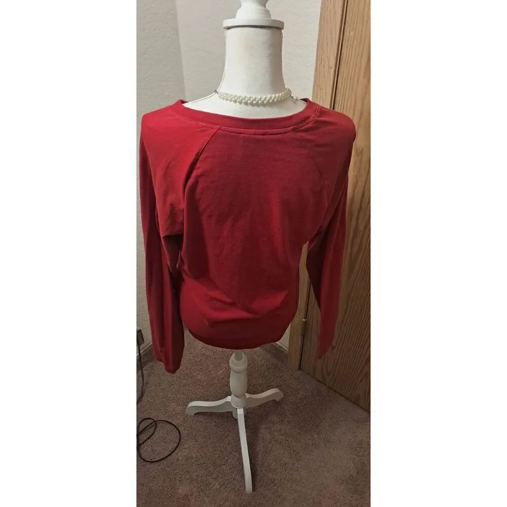 Nike Mens Air Jordan Red Long Sleeve Crew Neck Logo Pullover T Shirt Size Medium